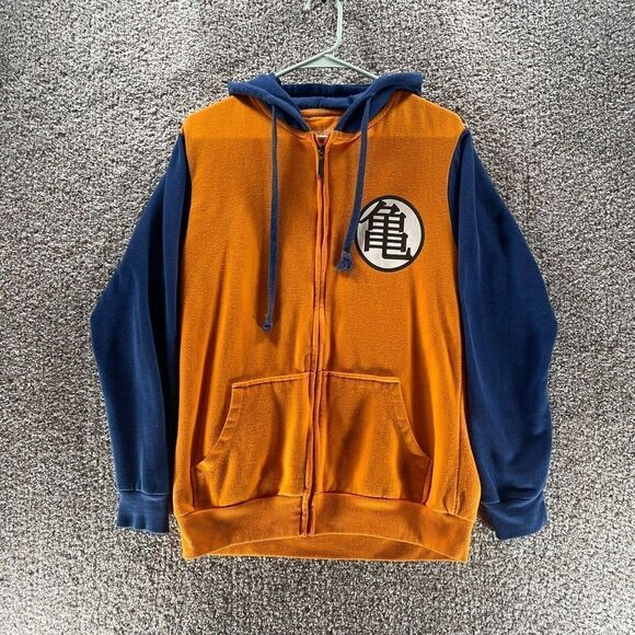 Dragon Ball Z Hoodie Sweatshirt Mens Medium Orange Blue Goku Kama Symbol Casual - Picture 1 of 11